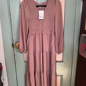 Dusty Pink Long Sleeve Maxi Dress